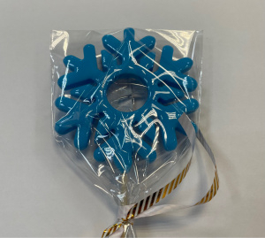 Леденец топпер "Снежинка" 7,5 см матовая голубая