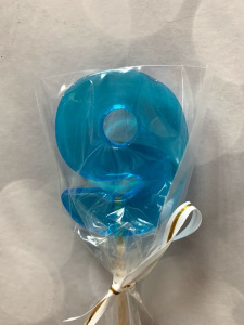 Леденец топпер цифра "9"Голубой 5 см