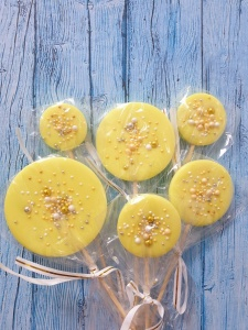 Набор леденцов топперов "Круги" Желтые матовые с декором