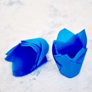 Бумажная форма "Тюльпан" для маффина, синий - 50 шт