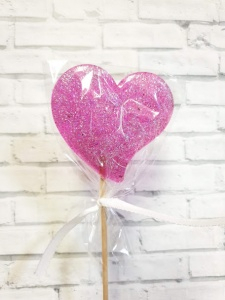 Леденец топпер сердце розовое 7см