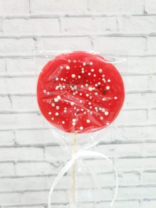 Леденец топпер с декором "Красный матовый" 7см