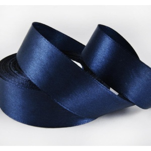 Атласная лента 2,5см "темно-синяя" 24м