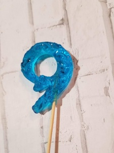 Мини топер Цифра "9" голубая 3,5см