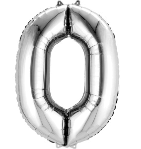 Фольгированный шар 42см "0" Серебро