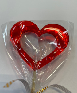 Леденец топпер "Сердце"красное прозрачное 