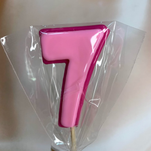 Леденец топпер 3D цифра "7" розовый/фуксия 6см