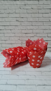  Форма "Тюльпан" , Красный фон-крупный горох - 50 шт