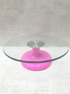 Стол поворотный,Металл-стекло 30см Розовый