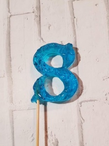 Мини топер Цифра "8" голубая 3,5см